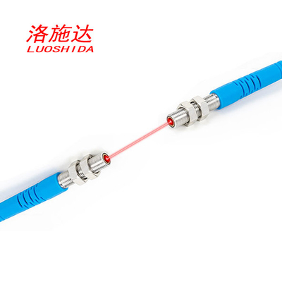 3 Wire M5 Metal Sensing Proximity Switch Small Spot Size Visible Light 660nm Through Beam