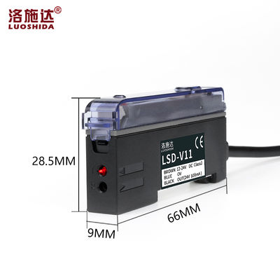 LUOSHIDA V11 V11 Fiber Optic Sensor Optical Amplifier with Single Digital Display NPN/PNP Output 0.5MS Response Time