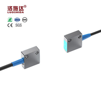 Q14 Square Straight Through Beam Laser Sensor With 2mm Tiny Visible Laser Spot, 20m Detection Range NPN PNP Dual Output IP65 Protection For Limited Narrow Space Industrial Machinery