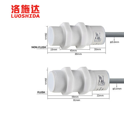 M30 PTFE Capacitive Proximity Sensor NPN/PNP Output Water Oil Resistant Acid Alkali Resistant IP67