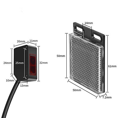 LUOSHIDA Retro‑reflective Photoelectric Sensor 30‑3000mm Adjustable Sensing Distance NPN PNP Normally Open Normally Closed 12‑24VDC For Packaging Conveyor Belt Object Detection