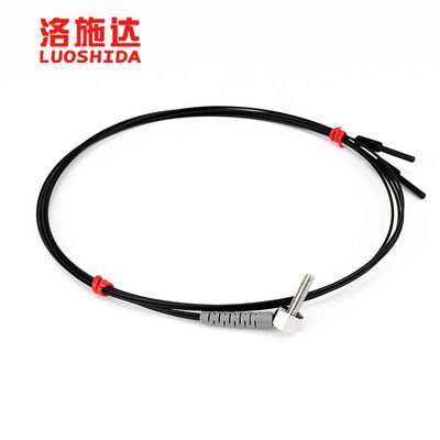 T610-TZ M6 Elbow Through Beam Fiber Optic Sensor 1000mm Range 2.2mm Plastic Core for High Speed Packaging Conveyor Counting